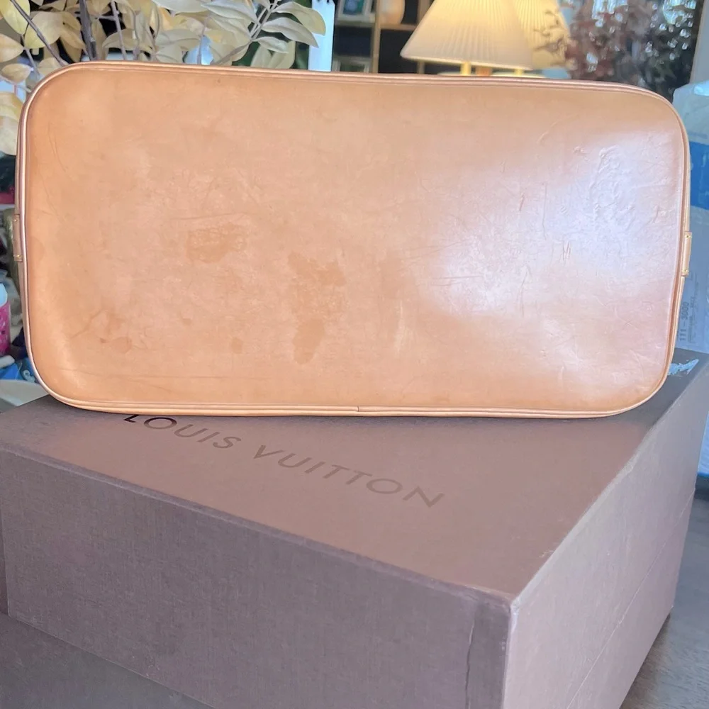 Louis Vuitton Brown Monogram Satchel with Tan Leather Trim
